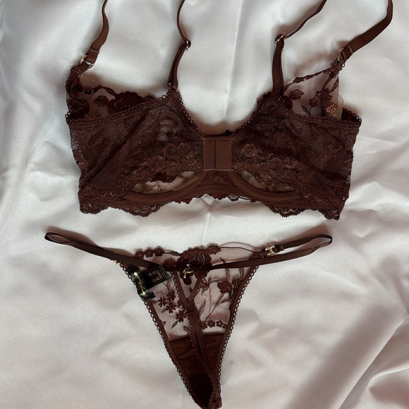 Honey Birdette Whitney Chocolate Bra & Thong Set - Picture 8 of 9